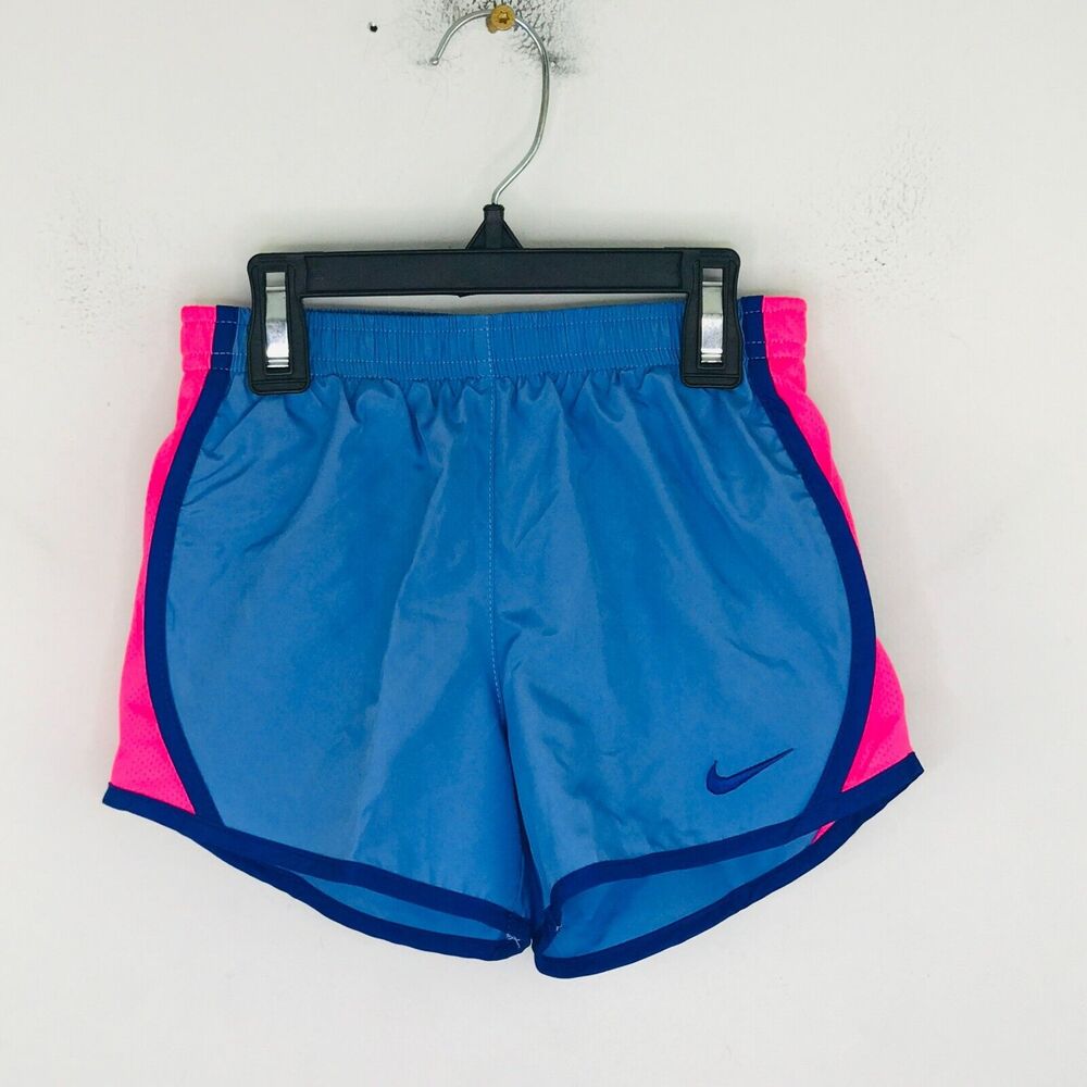 Nike Girl's 6 Gym Shorts Blue Pink Dri-Fit Running Built In Brief Lined NWT BM18